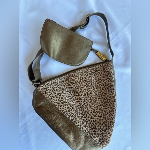 Vintage Xavier Danaud Leopard Faux Fur Leather Sling Bag Made in France - Picture 6 of 11